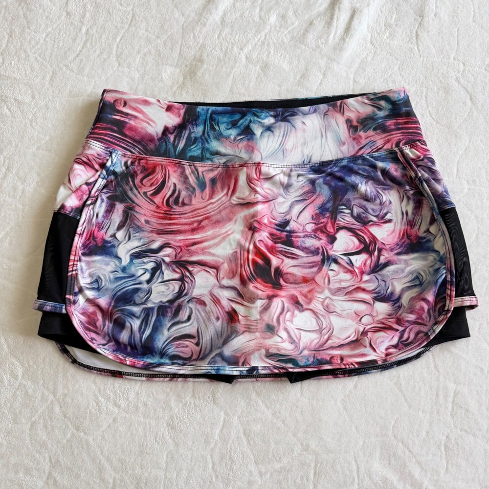 Balance Collection Women Large Pink Marble Skort Activewear Gym Yoga